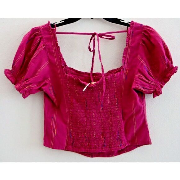 Free People OB1505275 Women's Sz S Raspberry Sherbert Pink Serotonin Corset Top - Picture 2 of 5